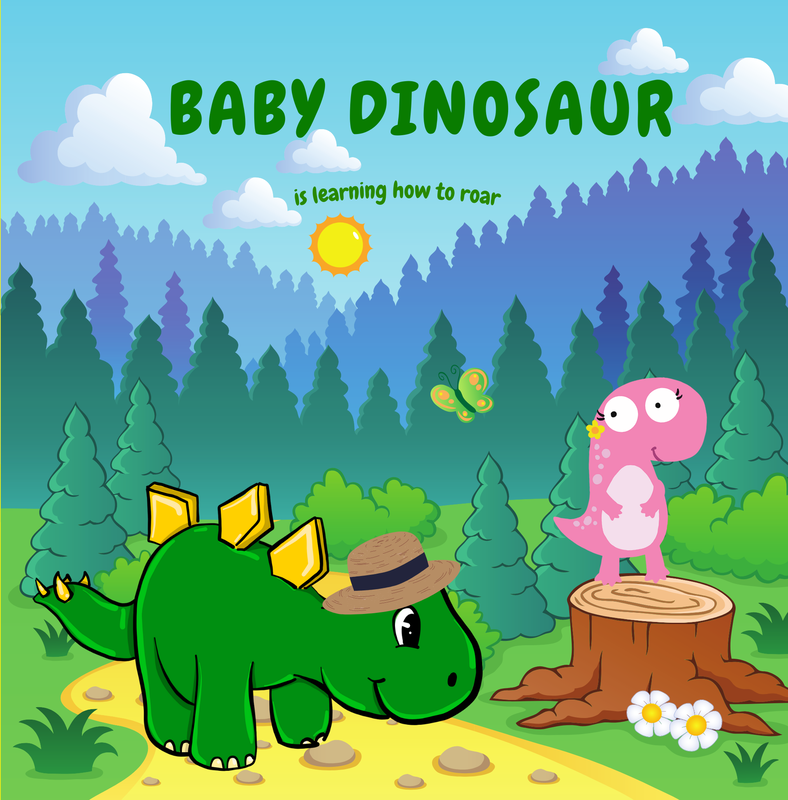 baby dinosaur learning to roar